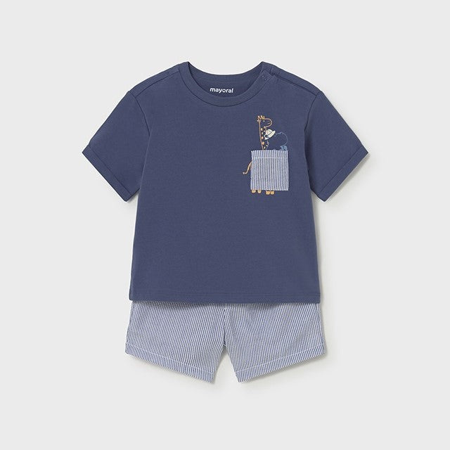 Mayoral Yazlık Erkek Bebek Kısa Kol T-shirt Bermuda 2'li Set Lacivert