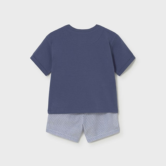 Mayoral Yazlık Erkek Bebek Kısa Kol T-shirt Bermuda 2'li Set Lacivert