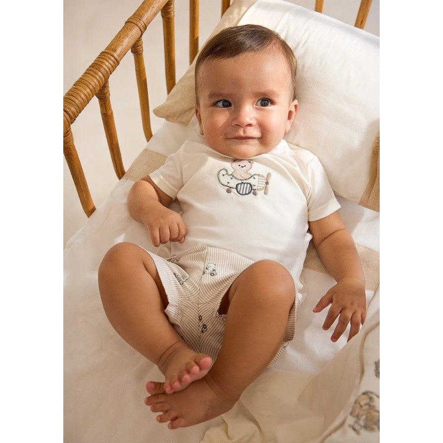 Mayoral Yazlık Erkek Bebek Kısa Kol T-shirt Şort 2'li Set Bej