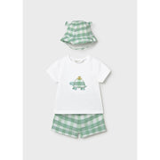 Mayoral Yazlık Erkek Bebek Kısa Kol T-shirt Şort Şapka 3'lü Set Yeşil