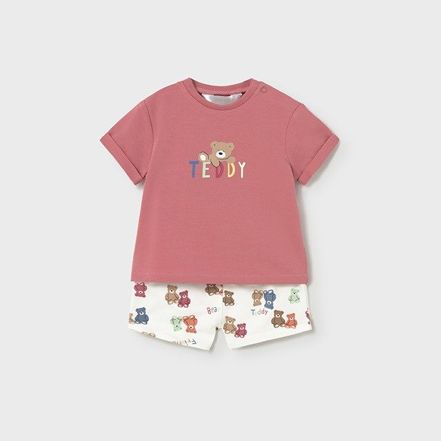 Mayoral Yazlık Erkek Bebek Kısa Kol T-shirt Şort 2'li Set Kahverengi