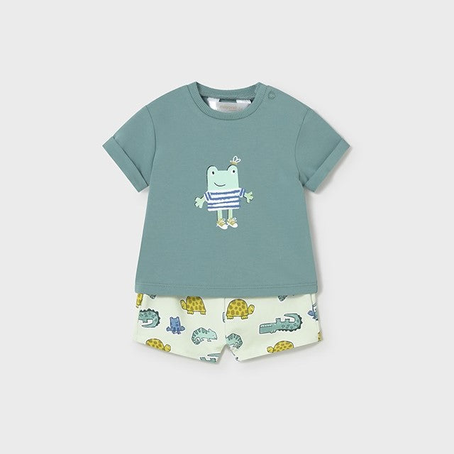 Mayoral Yazlık Erkek Bebek Kısa Kol T-shirt Şort 2'li Set Yeşil