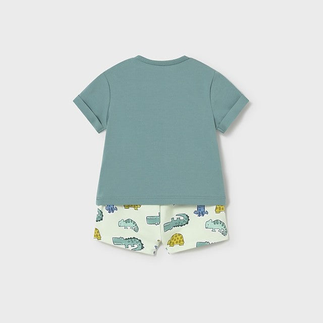 Mayoral Yazlık Erkek Bebek Kısa Kol T-shirt Şort 2'li Set Yeşil