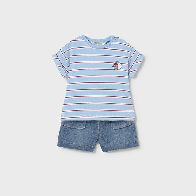 Mayoral Yazlık Erkek Bebek Kısa Kol T-shirt Şort 2'li Set Mavi