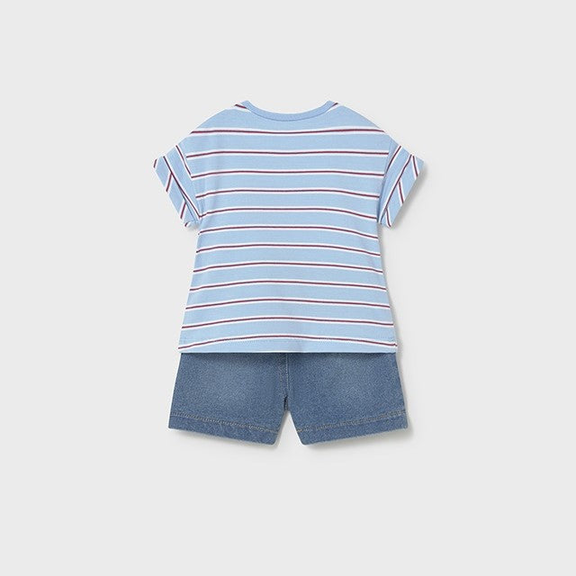 Mayoral Yazlık Erkek Bebek Kısa Kol T-shirt Şort 2'li Set Mavi