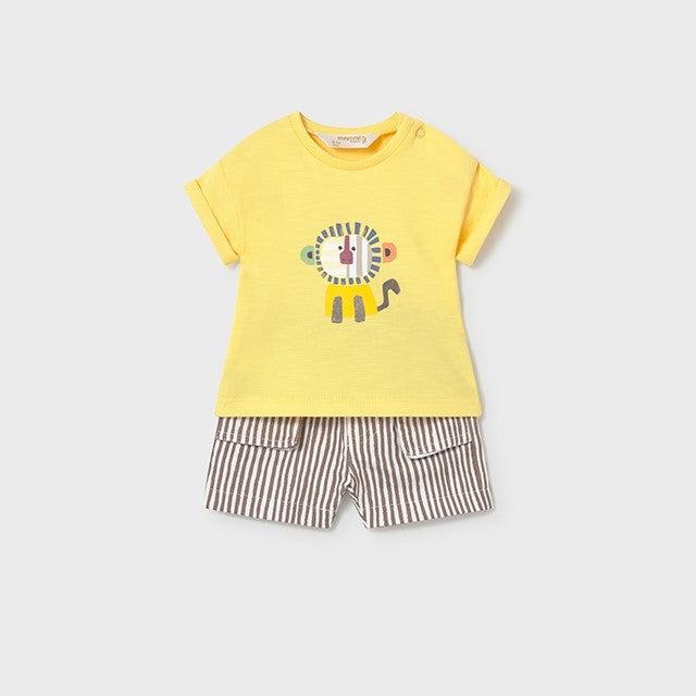 Mayoral Yazlık Erkek Bebek Kısa Kol T-shirt Şort 2'li Set Sarı