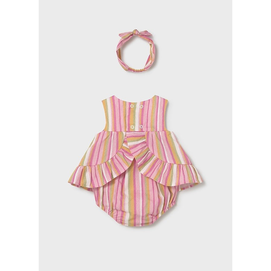 Mayoral Yazlık Kız Bebek Kısa Tulum Bandana Set Pembe