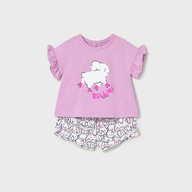Mayoral Yazlık Kız Bebek Bluz Şort 2'li Set Lila
