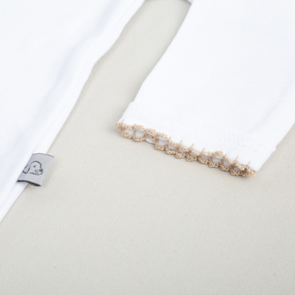 Mayys Baby Organik Bej Tığ İşi Süslemeli Yazlık 4'lü Hastane Çıkış Seti Beyaz