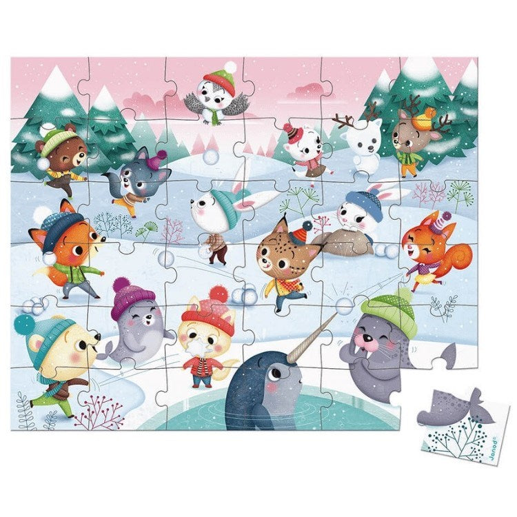 Janod 36 Parça Çantalı Puzzle - Kar Partisi