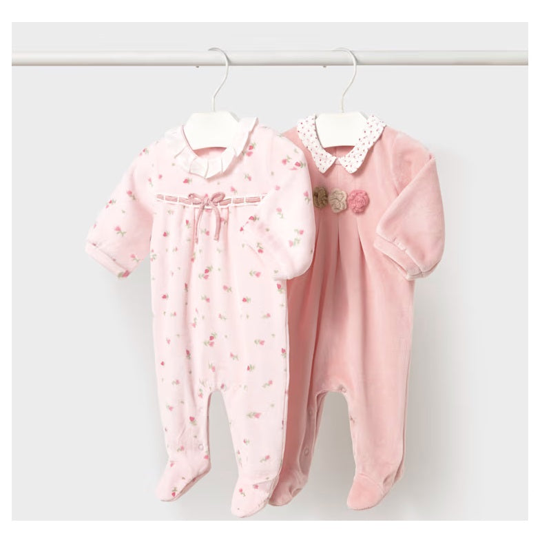 Mayoral Kışlık Kız Bebek Kadife Tulum 2'li Set Pembe