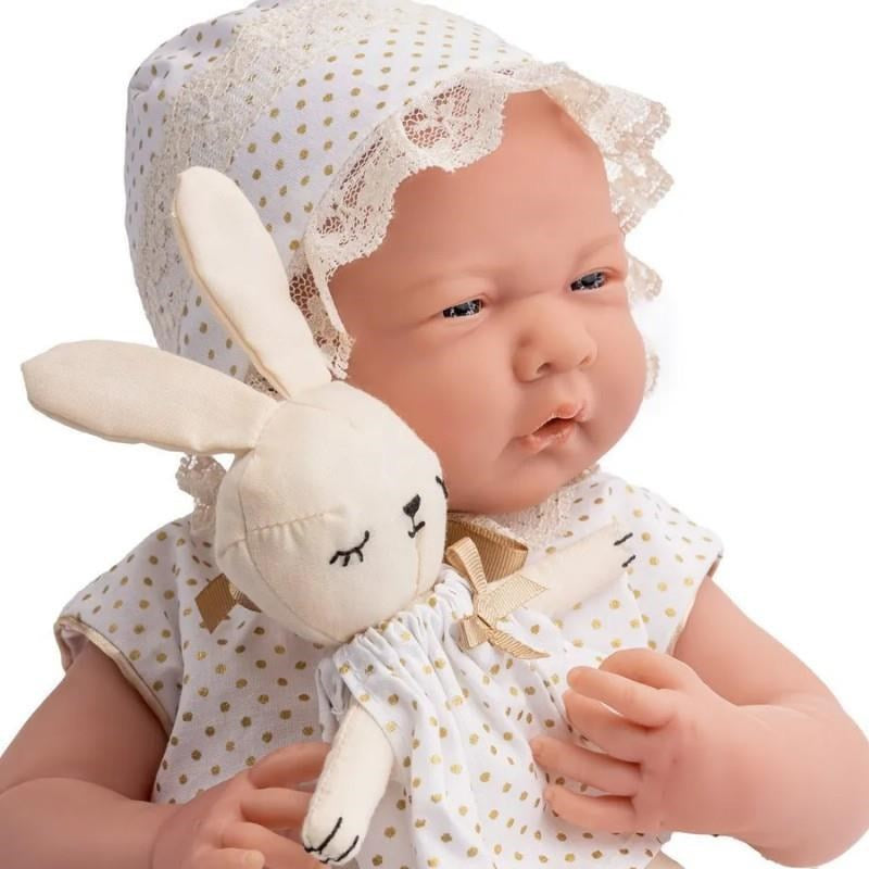 Berenguer Gerçekçi Yenidoğan Oyuncak Kız Bebek 39 cm - Beyaz Hırka ve Tavşanlı - Görsel 3