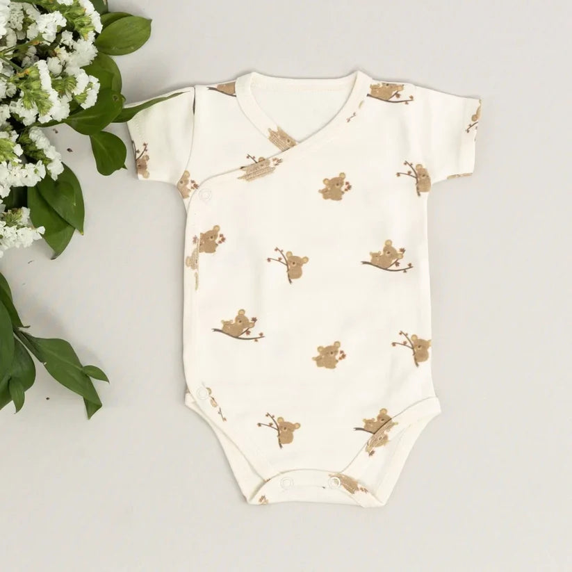ChiMayys Baby Yenidoğan Koala Kısa Kol Zarf Zıbın ve Patikli Alt Organik Set