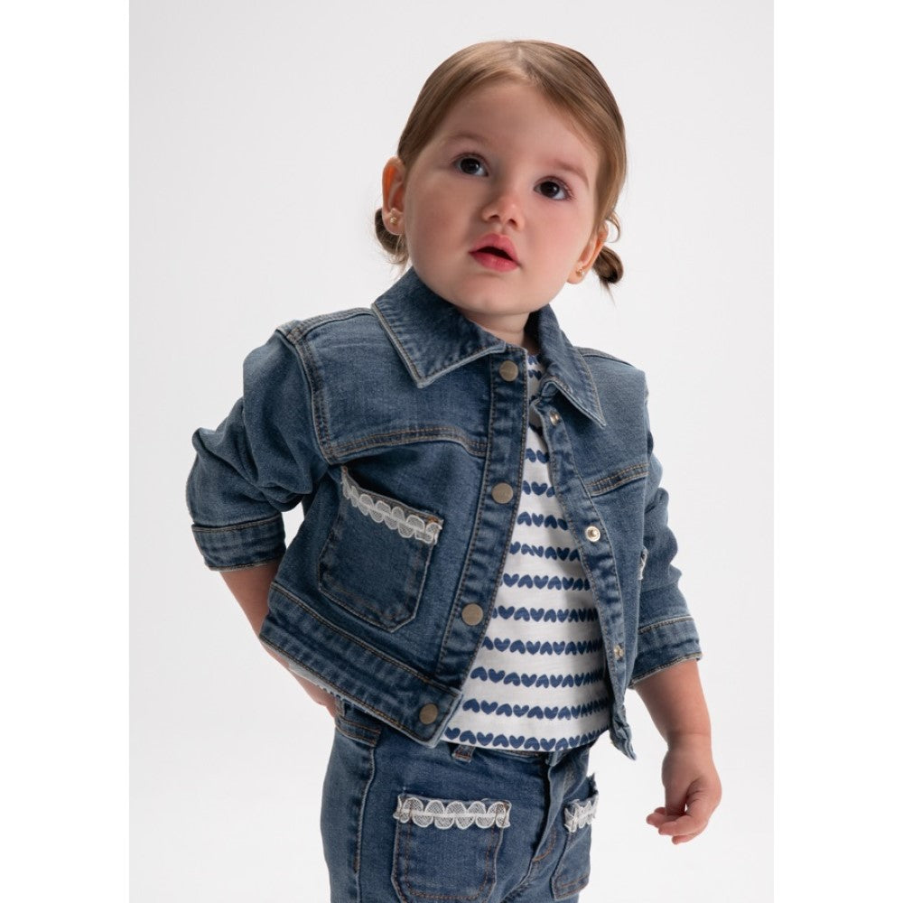 Mayoral Yazlık Kız Bebek Denim Ceket Lacivert