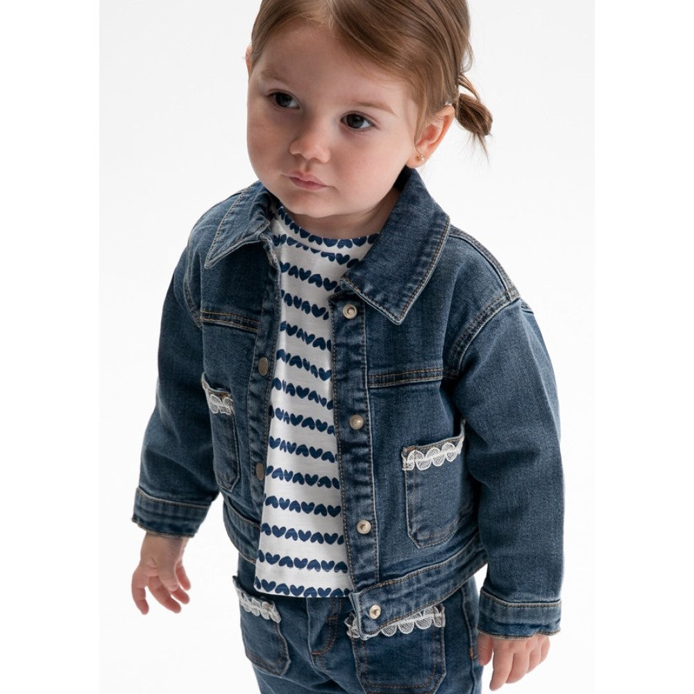 Mayoral Yazlık Kız Bebek Denim Ceket Lacivert