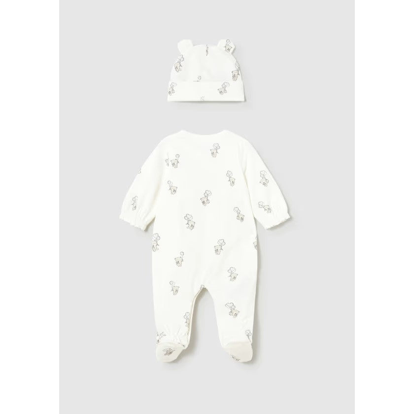 Mayoral Yazlık Kız Bebek Uzun Tulum Şapka 2'li Set Ekru