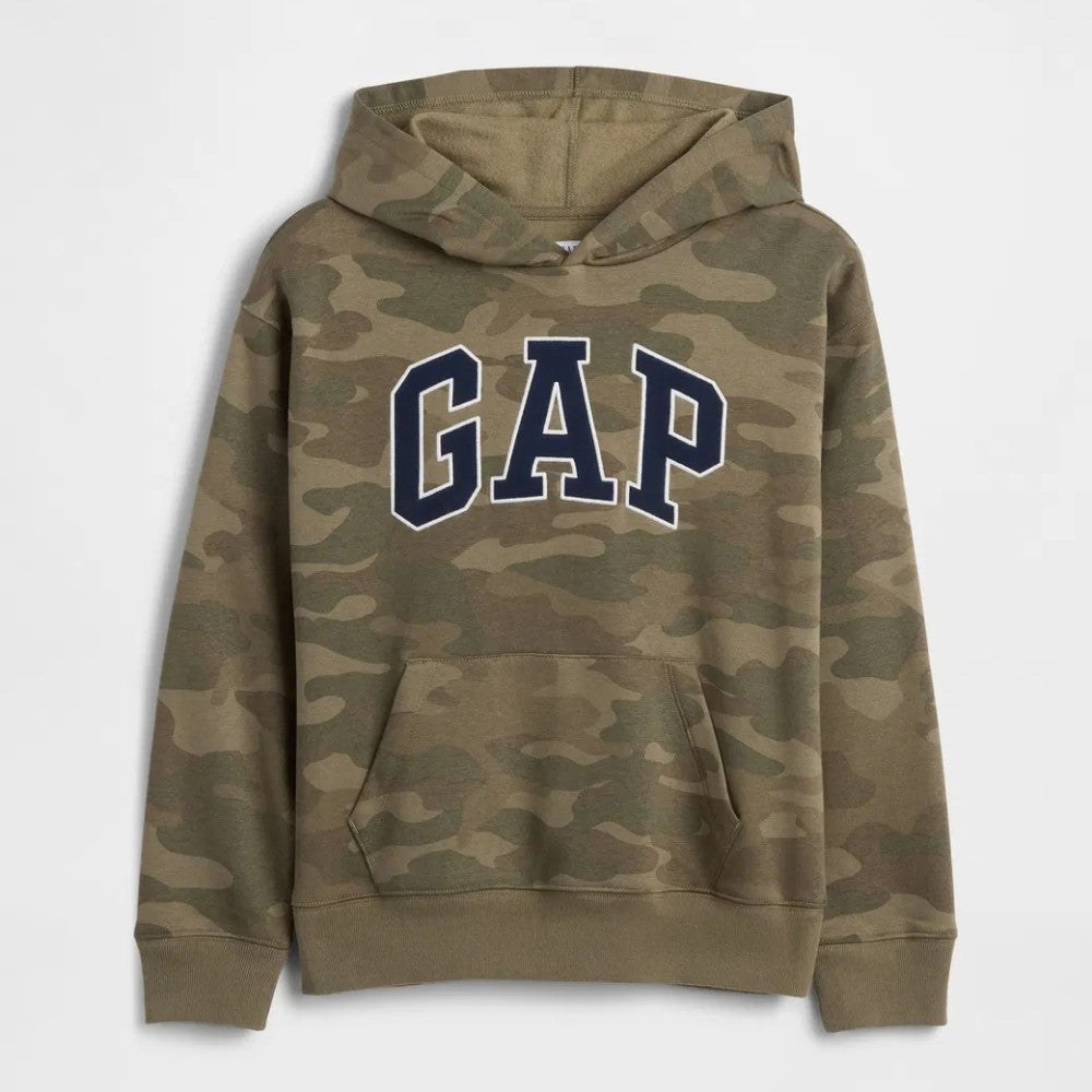 GAP Logolu Kışlık Erkek Çocuk Kapüşonlu Sweatshirt Yeşil