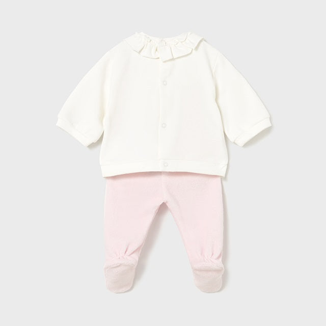 Mayoral Kışlık Kız Bebek Bluz Patikli Pantolon Tulum Set Pembe