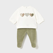 Mayoral Kışlık Kız Bebek Bluz Patikli Pantolon Tulum Set Yeşil
