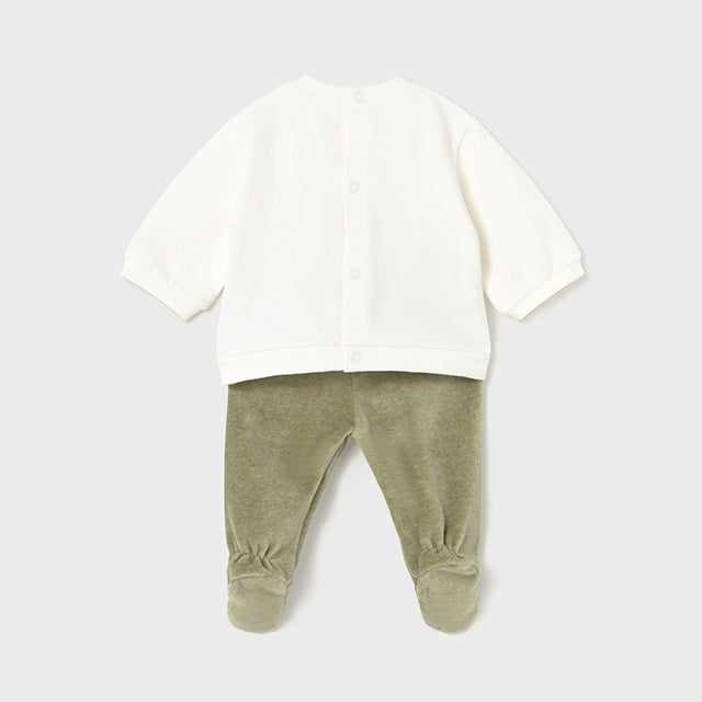 Mayoral Kışlık Kız Bebek Bluz Patikli Pantolon Tulum Set Yeşil