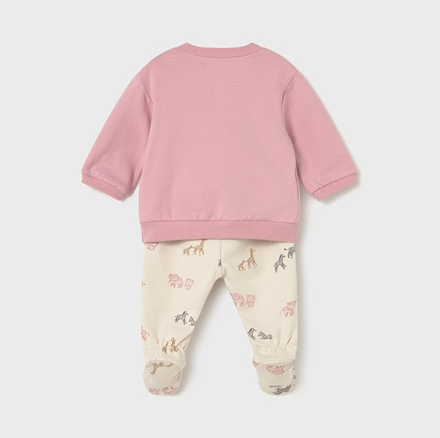 Mayoral Kışlık Kız Bebek Bluz Patikli Pantolon Tulum Set Pembe