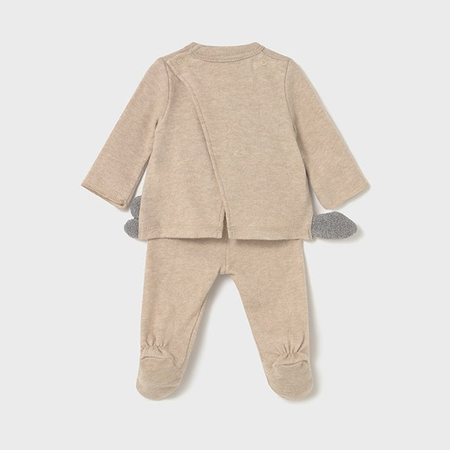 Mayoral Kışlık Kız Bebek Bluz Patikli Pantolon Tulum Set Bej