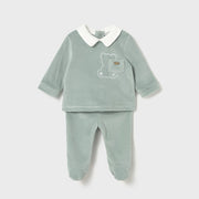 Mayoral Kışlık Erkek Bebek Bluz Patikli Pantolon Tulum Set Yeşil