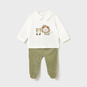 Mayoral Kışlık Erkek Bebek Bluz Patikli Pantolon Tulum Set Yeşil