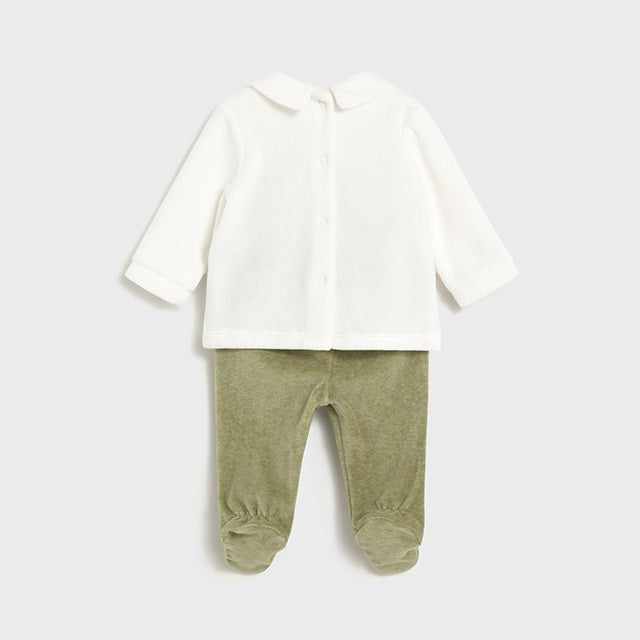 Mayoral Kışlık Erkek Bebek Bluz Patikli Pantolon Tulum Set Yeşil