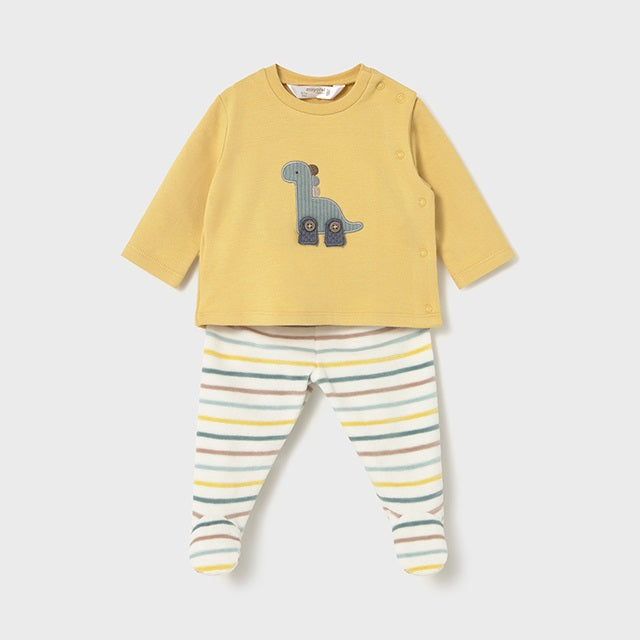 Mayoral Kışlık Erkek Bebek Bluz Patikli Pantolon Tulum Set Sarı