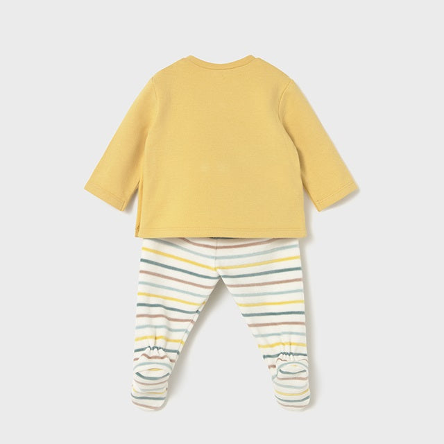 Mayoral Kışlık Erkek Bebek Bluz Patikli Pantolon Tulum Set Sarı