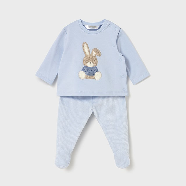 Mayoral Kışlık Erkek Bebek Bluz Patikli Pantolon Tulum Set Mavi