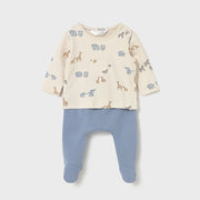 Mayoral Kışlık Erkek Bebek Bluz Patikli Pantolon Tulum Set Mavi