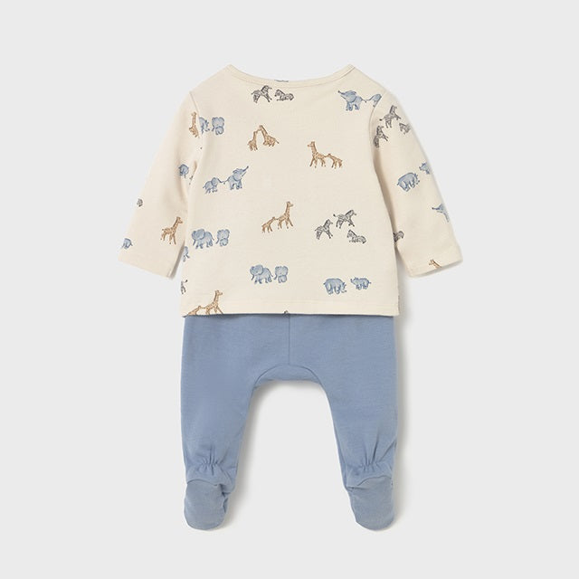 Mayoral Kışlık Erkek Bebek Bluz Patikli Pantolon Tulum Set Mavi