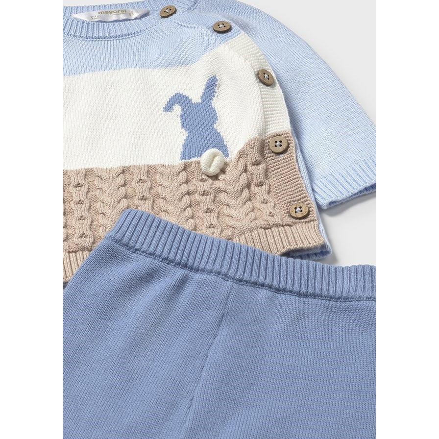 Mayoral Kışlık Erkek Bebek Örme Sweatshirt Pantolon Set Mavi