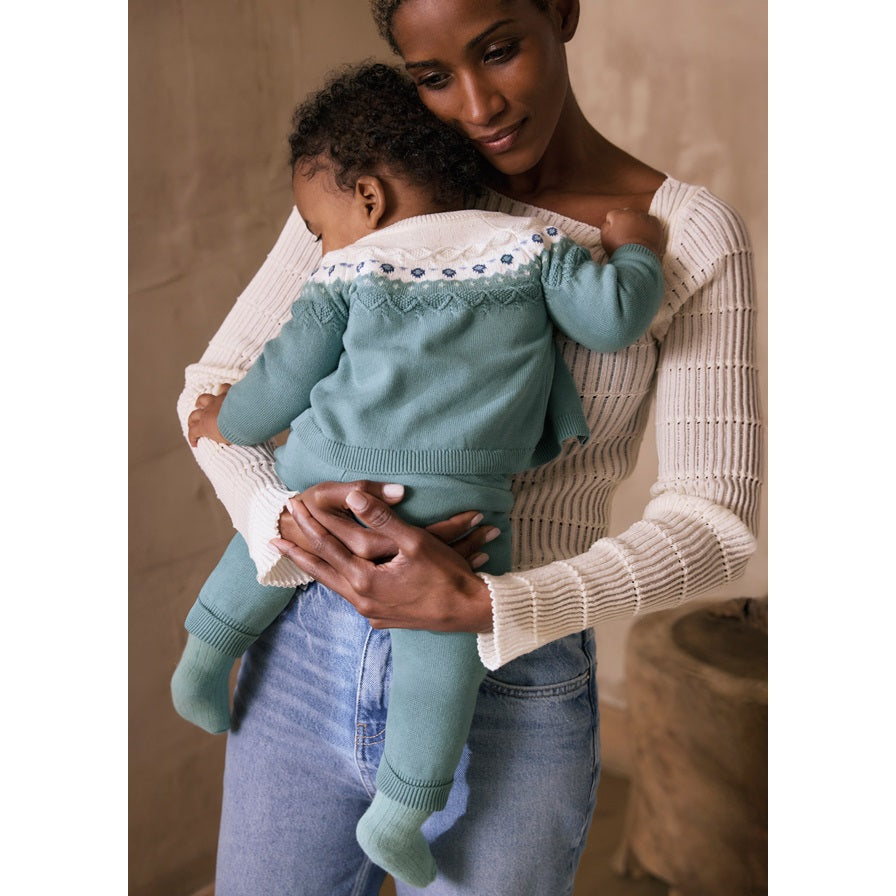 Mayoral Kışlık Erkek Bebek Örme Ceket Body Pantolon Set Yeşil