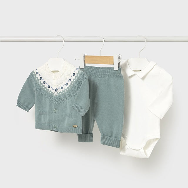 Mayoral Kışlık Erkek Bebek Örme Ceket Body Pantolon Set Yeşil