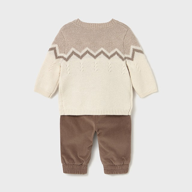 Mayoral Kışlık Erkek Bebek Örme Kazak Pantolon Set Kahverengi