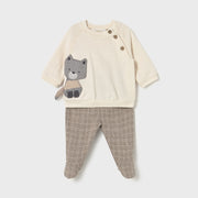 Mayoral Kışlık Erkek Bebek Sweatshirt Patikli Pantolon 2'li Set Ekru