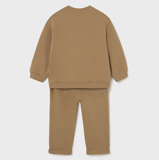 Mayoral Kışlık Erkek Bebek Yumuşak Sweatshirt Pantolon 2'li Set Kahverengi