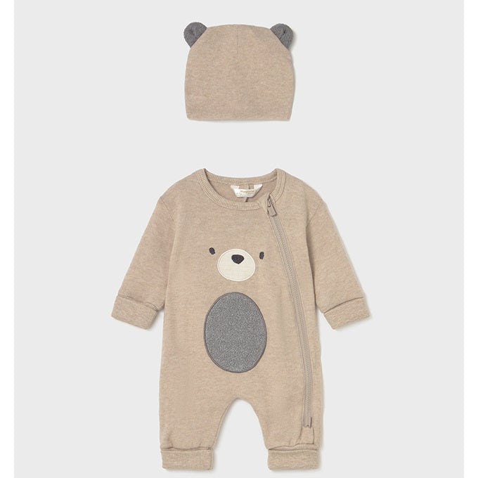 Mayoral Kışlık Erkek Bebek Tulum Bere Set Bej