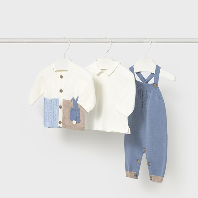 Mayoral Kışlık Erkek Bebek Bluz Örme Ceket Tulum Set Mavi