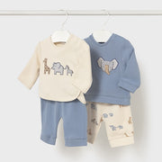 Mayoral Kışlık Erkek Bebek Sweatshirt Eşofman Dörtlü Set Mavi