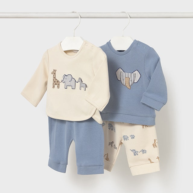Mayoral Kışlık Erkek Bebek Sweatshirt Eşofman Dörtlü Set Mavi