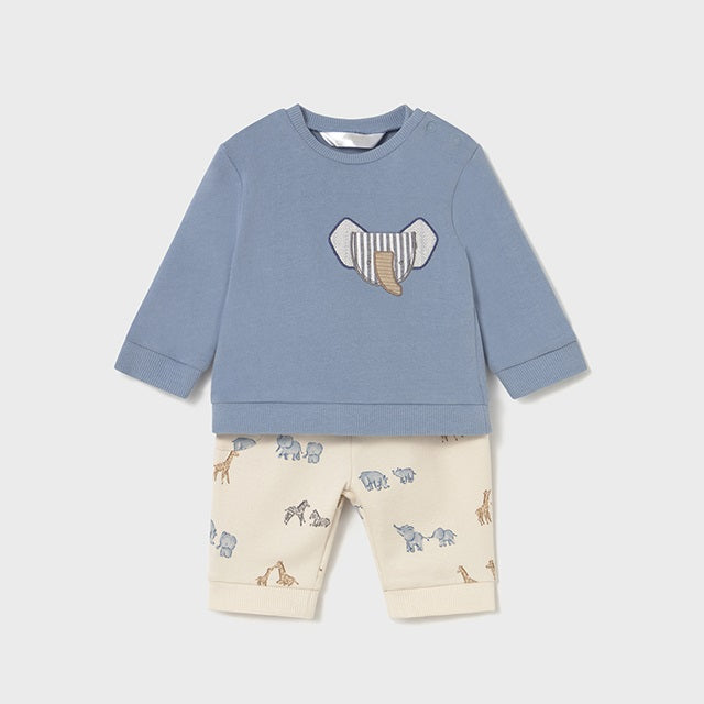 Mayoral Kışlık Erkek Bebek Sweatshirt Eşofman Dörtlü Set Mavi