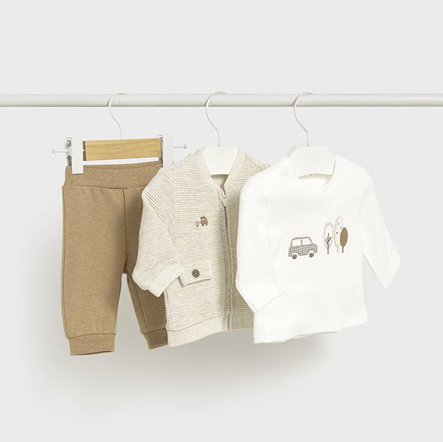 Mayoral Kışlık Erkek Bebek Ceket Bluz Eşofman Set Bej