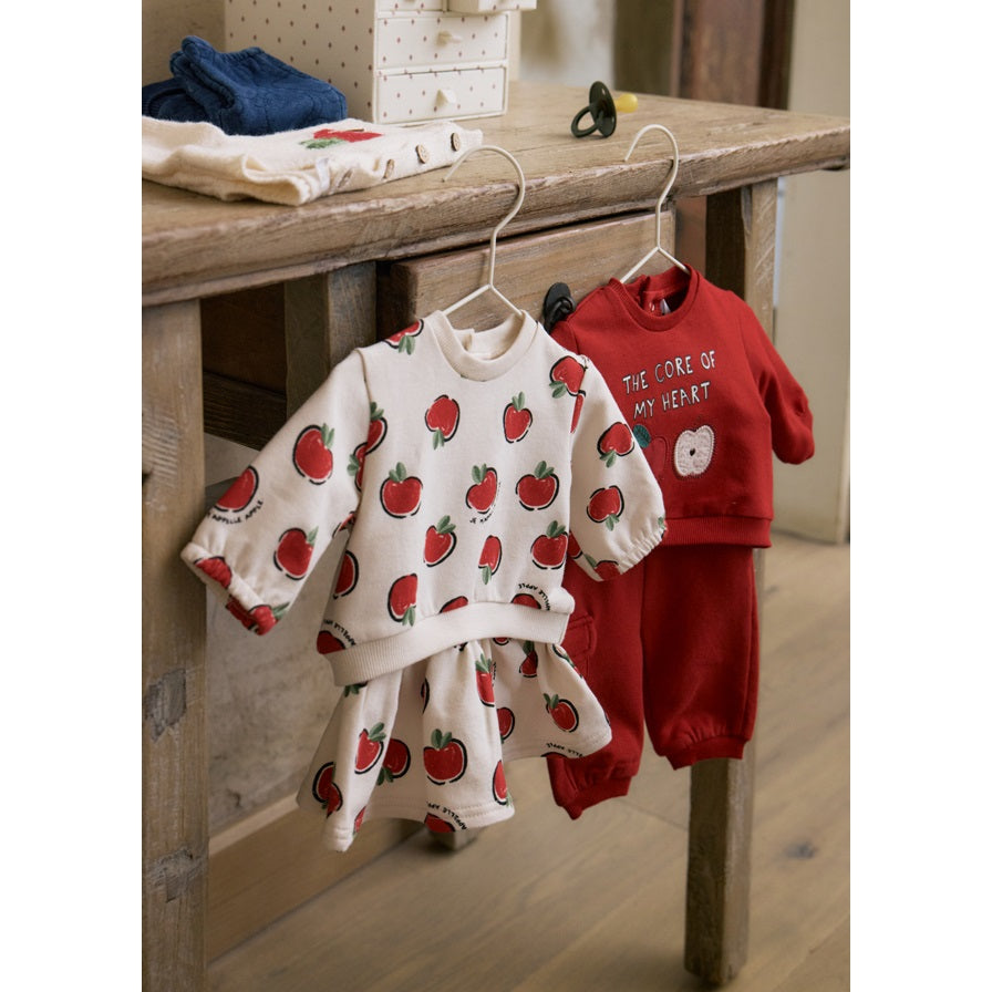 Mayoral Kışlık Kız Bebek Sweatshirt Eşofman Etek Dörtlü Set Kırmızı