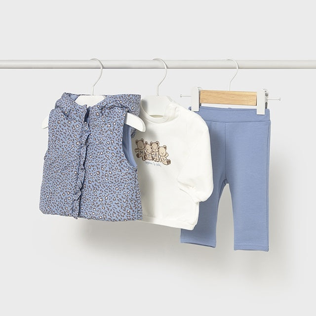 Mayoral Kışlık Kız Bebek Anorak Yelek Bluz Eşofman Set Mavi
