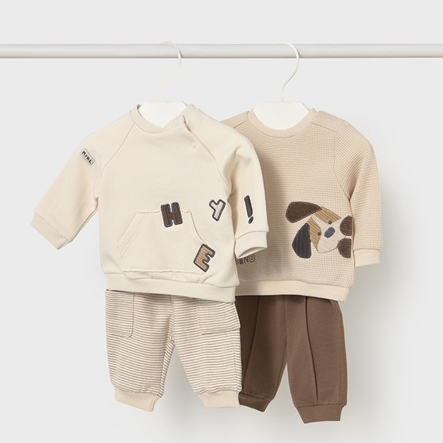 Mayoral Kışlık Erkek Bebek Sweatshirt Eşofman Dörtlü Set Bej