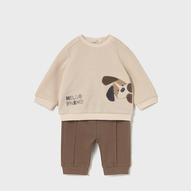 Mayoral Kışlık Erkek Bebek Sweatshirt Eşofman Dörtlü Set Bej